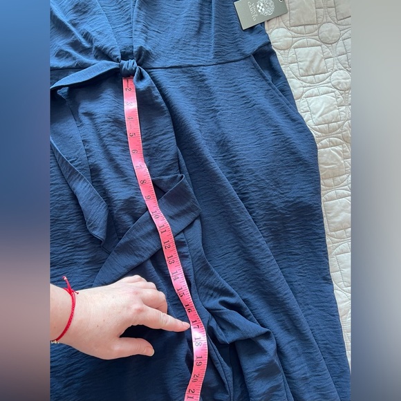 NWT Vince Camuto Classic Navy Tie Front Sleeveless Wide Leg Jumpsuit 3X - Picture 13 of 16